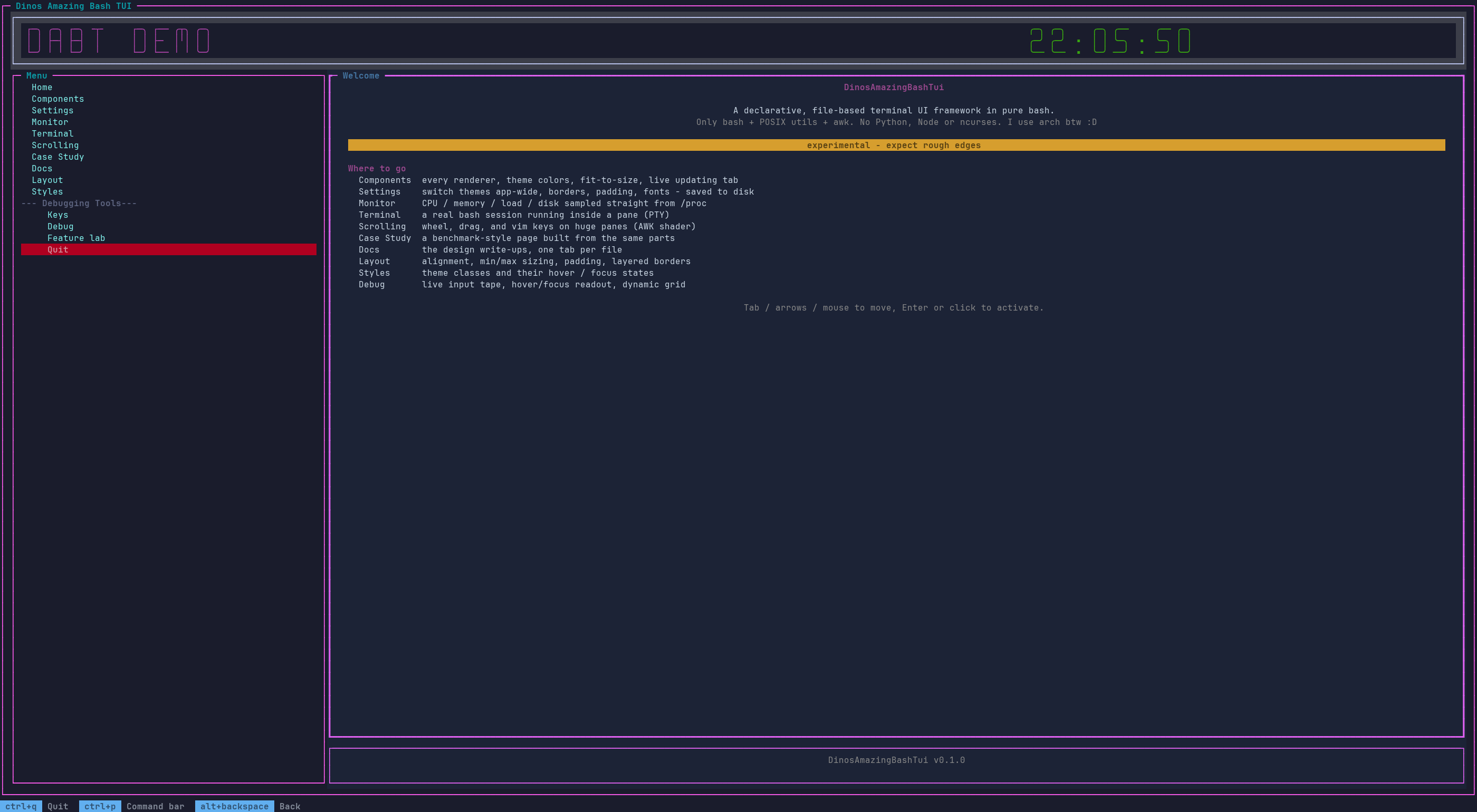 D.A.B.T home screen